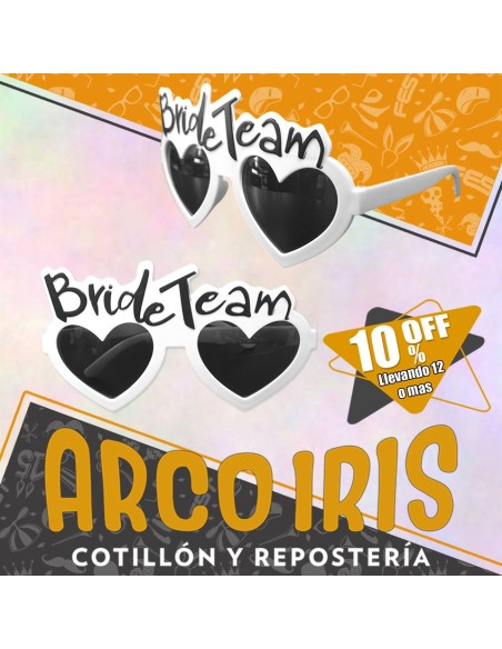 Anteojo Corazon Bride Team Xu +12-10% - Marco Blanco Promo Por Cantidad