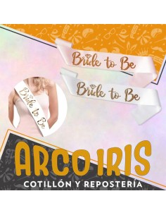 Banda Tela Bride To Be  Letras Metal 80 Cm Plata-dorada-rosa Gold