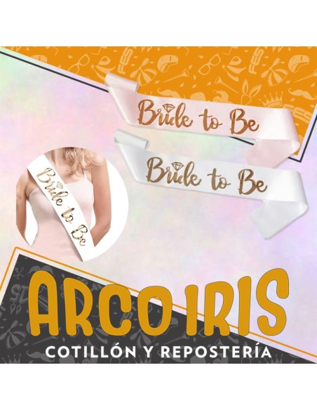 Banda Tela Bride To Be  Letras Metal 80 Cm Plata-dorada-rosa Gold