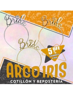 Vincha Plastica Bride Xu +6-5% - Dorada-plateada-rosa Gold Promo Por Cantidad