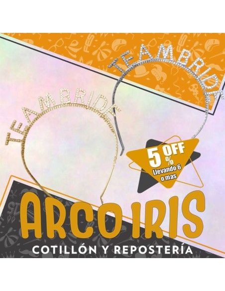 Vincha Plastica Team Bride Xu +6-5% - Dorada-plateada-rosa Gold Promo Por Cantidad