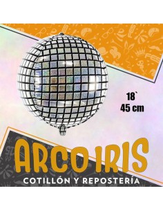 Mylar 18 4d Bola Disco Metal Xu - 45 Cm Liso/hologramado/cuadrille Globo Metalizado Papel
