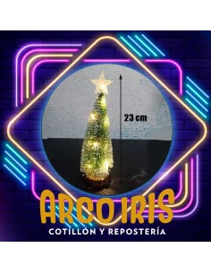 Arbolito Navideno Con Luz 23 Cm - Nevado Base Madera Dsaza