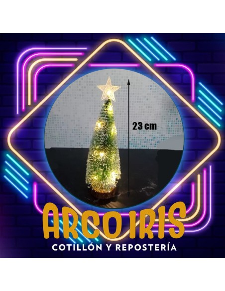 Arbolito Navideno Con Luz 23 Cm - Nevado Base Madera Dsaza