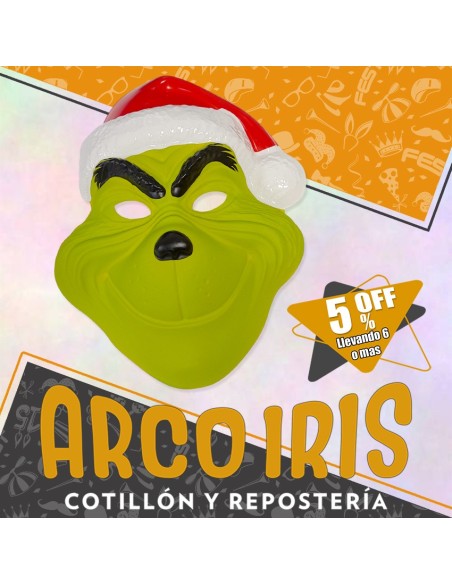 Careta Grinch Xu +6-5% Con Gorro De Papa Noel Grunon Navidad Promo Por Cantidad Gape
