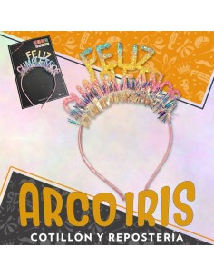 Vincha Plastica Forrada Feliz Cumpleanos Goma Eva - Lameta Nice Party