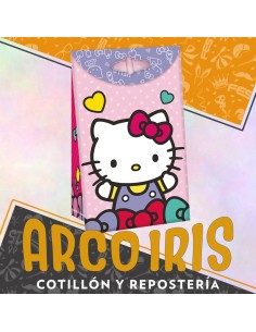 Hello Kitty Bolsa Caramelera Con Cierre X 8 - De Papel Con Glitter Y Cierre