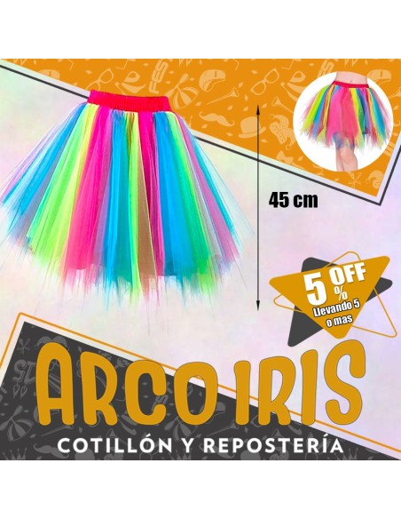 Pollera Tul 45 Cm Multicolor Xu +5-5% - Promo Por Cantidad