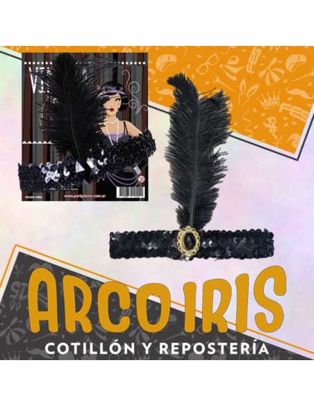 Vincha Charleston Deluxe Xu - Lentejuelas Con Joya- Party Store