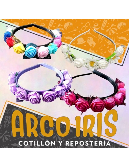 Vincha Mini Pimpollos Goma Eva X 12 - En Caja Pvc Cristal Varios Colores