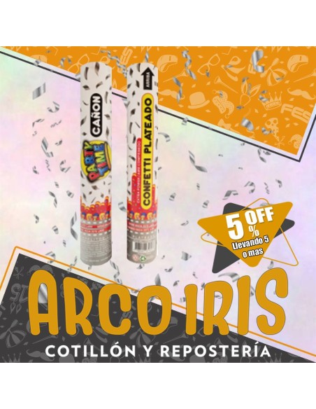Canon 30 Cm Party Time Confetti Plateado +5-5% Promo Por Cantidad Multicolor Carnaval - Extra Power