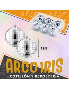 Colgante Bola Disco 4 Cm X 6 Navidad