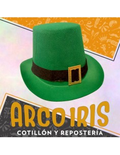Gorro Galera Rigida Verde Con Hebilla Xu -14 Cm De Alto San Patricio