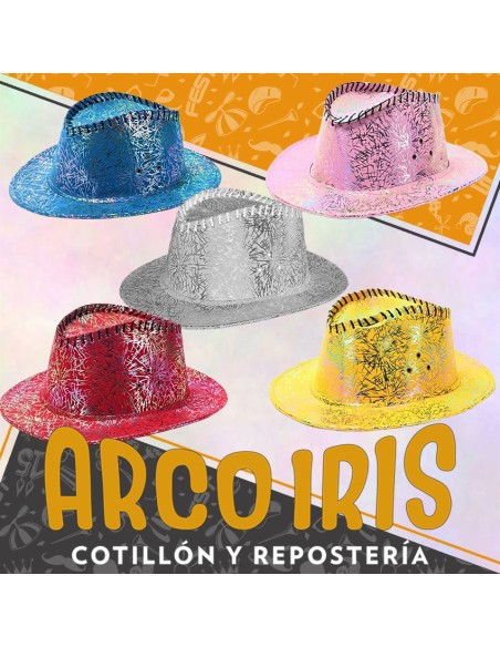 Gorro Cowboy Con Destellos Plateados Varios Colores Blanco-fucsia-celeste-amarillo-rosa-turquesa