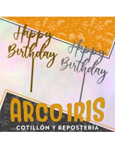 Topper Plastico Happy Birthday Cursiva