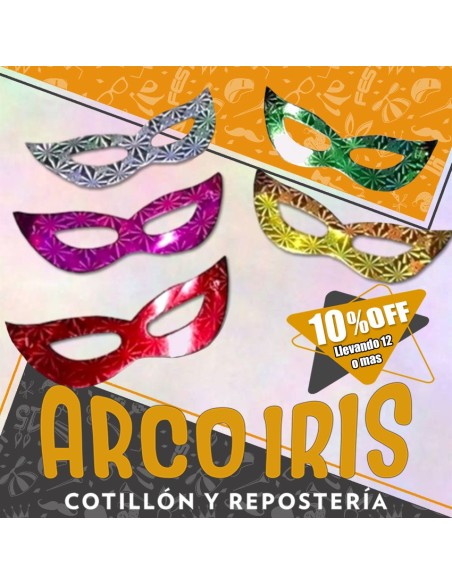 Antifaz Holografico Carton X 12 +12-10% Laser Promo Por Cantidad Carioca Gape