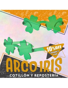 Anteojo Sol Trebol Sin Marco Xu +12-10% - 4 Hojas Promo Por Cantidad San Patricio