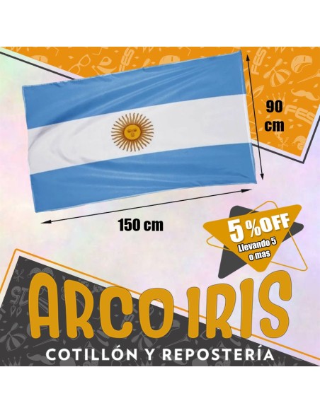 Bandera Tela 90 X 150 Cm +5-5% Con Sol Patrio Mundial Argentina Promo Por Cantidad Importada