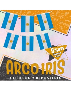 Banderin Banderitas 20 X 28 Cm X 5 Mt +5-5% Argentina Con Sol Promo Por Cantidad Patrio Importado