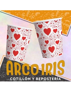 Corazones Vaso 8 Onzas X 8 - Polipapel Valentin Festcopack