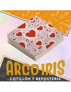 Corazones Servilletas Impresas X 20 - Premium Valentin Festcopack