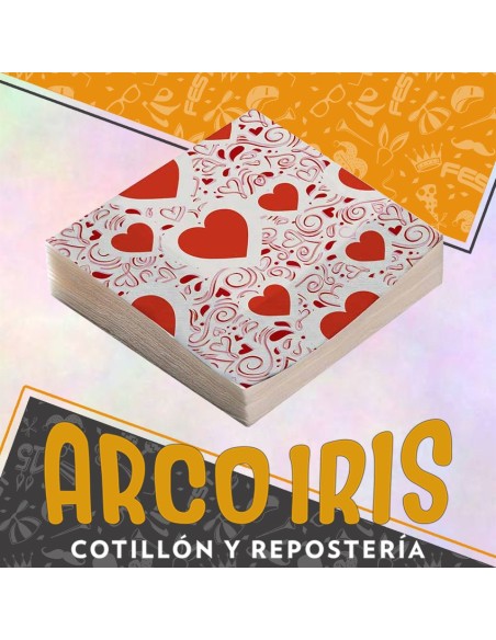 Corazones Servilletas Impresas X 20 - Premium Valentin Festcopack