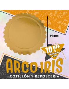 Bandeja Redonda 20 Cm Dorada Metal Xu +10-10% Promo Por Cantidad