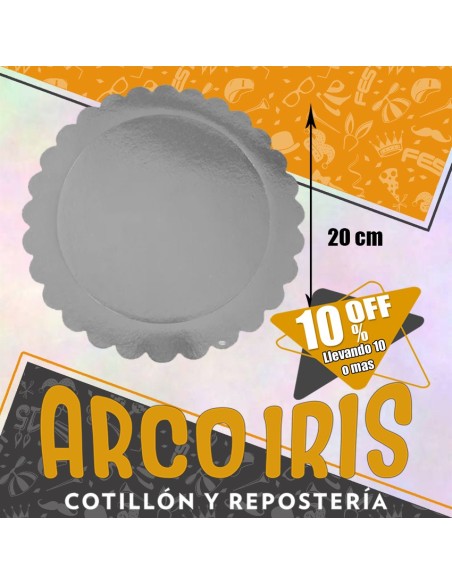 Bandeja Redonda 20 Cm Plateada Metal Xu +10-10% Promo Por Cantidad