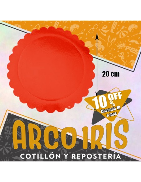 Bandeja Redonda 20 Cm Rojo Metal Xu +10-10% Promo Por Cantidad