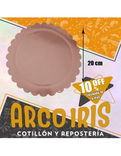 Bandeja Redonda 20 Cm Rosa Gold Metal Xu +10-10% Promo Por Cantidad