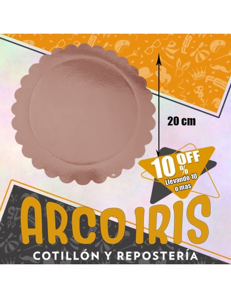 Bandeja Redonda 20 Cm Rosa Gold Metal Xu +10-10% Promo Por Cantidad