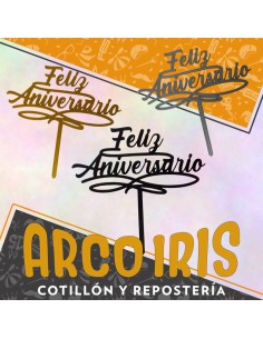 Topper Plastico Feliz Aniversario