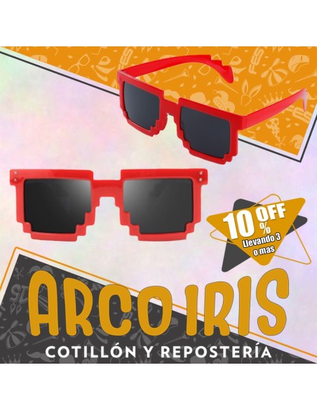 Anteojo 8 Bits Rojo +3-10% - Promo Por Cantidad Party Store
