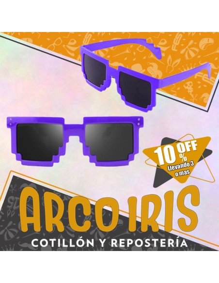 Anteojo 8 Bits Violeta Xu +3-10% Promo Por Cantidad Party Store