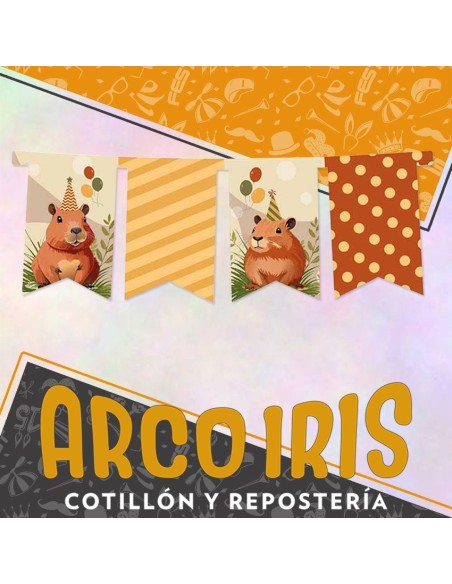 Carpincho Co Banderin Feliz Cumpleanos Xu - Capibara Articulado