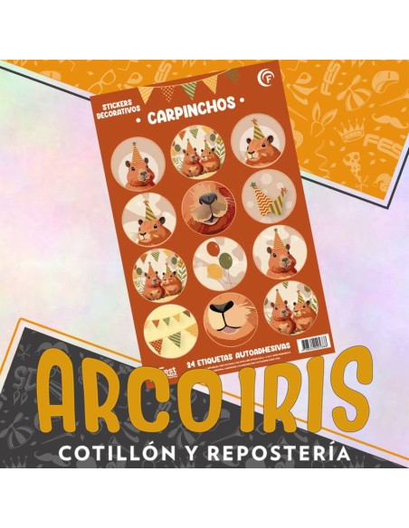 Carpincho Co Stickers 2 X 12 - 24 Stickers Decorativos Capibara