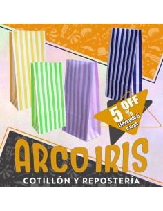 Bolsa Caramelera X 10 +5-5% Rayas Colores Varios Promo Por Cantidad Murillo