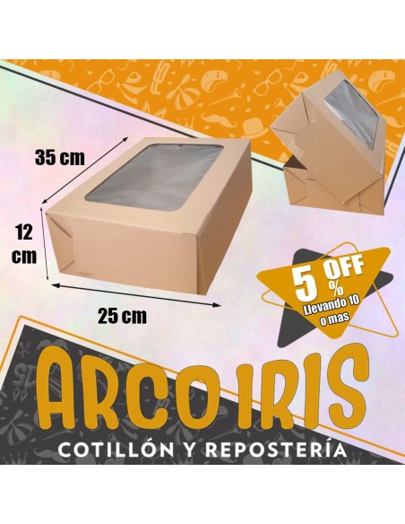 Caja Desayuno Ecologica 25 X 35 X 12 Con Visor Xu +10-5% Marron Promo Por Cantidad
