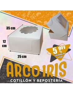 Caja Desayuno 25 X 35 X 12 Con Visor Xu +10-5% Blanco Visor Nube/rectangular Promo Por Cantidad