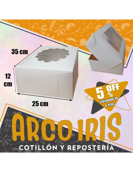 Caja Desayuno 25 X 35 X 12 Con Visor Xu +10-5% Blanco Visor Nube/rectangular Promo Por Cantidad