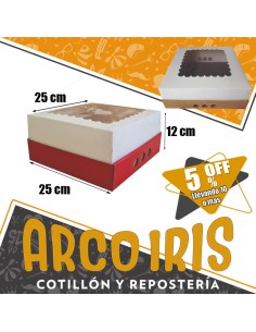 Caja Desayuno/picada 25 X 25 X 12 Con Visor Xu +10-5% Blanco Base Color Promo Por Cantidad