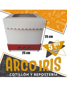 Caja Drip Cake 25 X 25 X 25 Con Visor Xu +10-5% Blanco Base Color Promo Por Cantidad