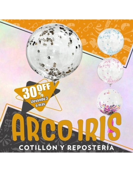 Burbuja Globo Con Confeti Estrella Y Colgante Xu +3-30% Promo Por Cantidad Decorativo Jupiter