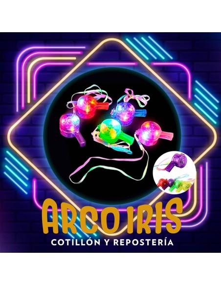 Luminoso Silbato Led X 12 - Acrilico Tipo Referee - Led Multicolor