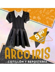 Disfraz Vestido Negro - Talle 6 Merlina - Halloween