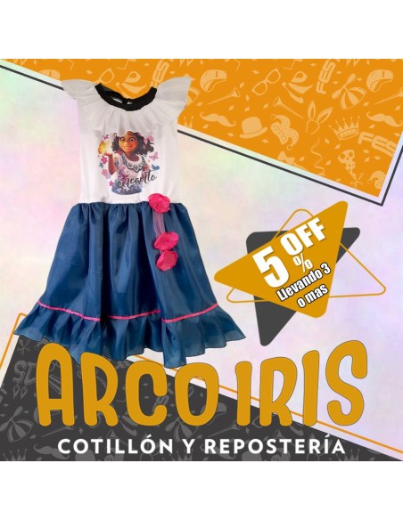 Disfraz Vestido Turquesa Y Blanco - Talle 4 Encanto - Halloween