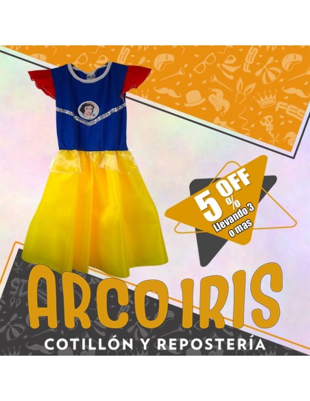 Disfraz Vestido Azul Y Amarillo- Talle 2 Princesa Blanca Nieves - Halloween