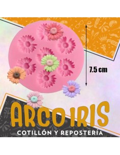 Silicona Molde Mini Flores 7 Flor Rosa Redonda 7.5 Cm Margarita
