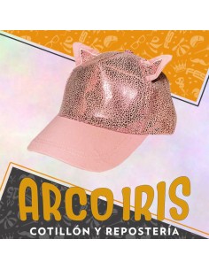 Gorro Gorra Animal Print Con Orejas Gatita Rosa Party Store