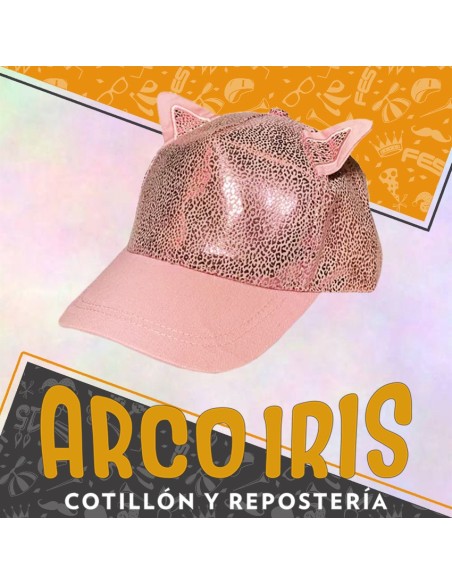 Gorro Gorra Animal Print Con Orejas Gatita Rosa Party Store